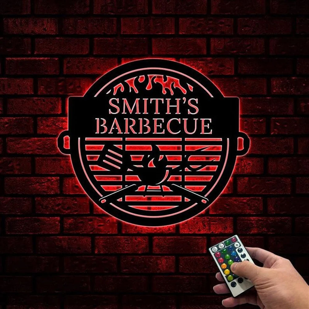 Custom Barbeque Metal Sign, Led Light Grill &amp; Chill Sign, BBQ Signs, Anniversary Gift, Home Decor Sign, Outdoor Sign, Wall Hanging Art