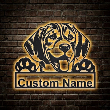 Custom Beagle Dog Metal Sign, Led Lights Beagle Dog Metal Sign, Dog Lover Gift, Dog Wall Sign, Home Decor Sign