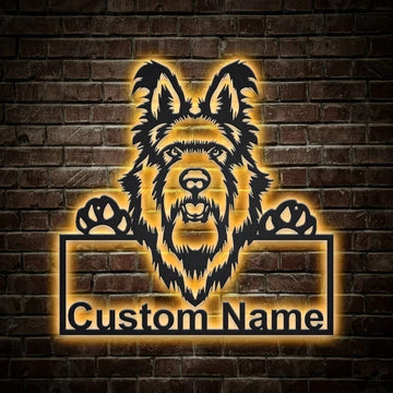 Custom Berger Picard Dog Metal Sign, Led Lights Berger Picard Sign, Dog Lover Gift, Dog Wall Sign, Home Decor Sign