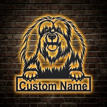 Custom Bichon Lyon Dog Metal Sign, Led Lights Bichon Lyon Sign, Dog Lover Gift, Dog Wall Sign, Home Decor Sign