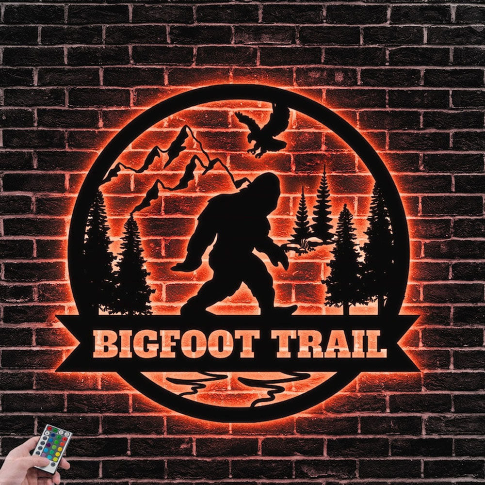 Custom Bigfoot Design Family Sign, Metal Wall Art, Led Lights, Christmas Gift, Christmas Home Decor Sign, Christmas Outdoor Metal Sign