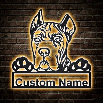Custom Cane Corso Dog Metal Sign, Led Lights Cane Corso Metal Sign, Dog Lover Gift, Dog Wall Sign, Home Decor Sign