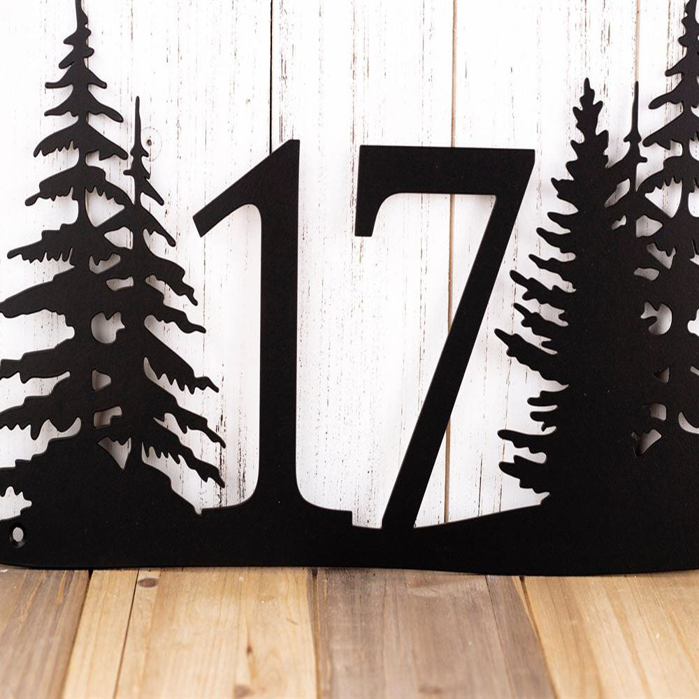 Custom Cat Metal House Number Matte Black Laser Cut Steel Cat Plaque Home Address Sign