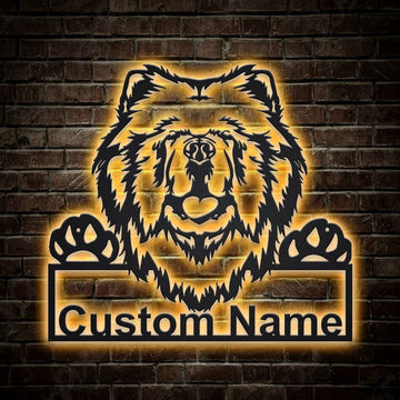 Custom Chow Chow Dog Metal Sign, Led Lights Chow Chow Sign, Dog Lover Gift, Dog Wall Sign, Home Decor Sign