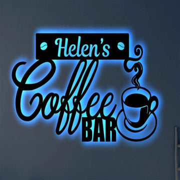 Custom Coffee Bar Metal Art Sign, Light Up Coffee Metal Signs, Anniversary Gift, Home Decor Sign, Outdoor Sign, Wall Hanging Art