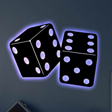 Custom Dice LED Metal Art Sign, Light Up Casino Dice Metal Sign, Anniversary Gift, Home Decor Sign, Outdoor Sign, Wall Hanging Art