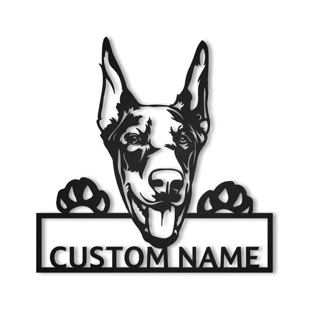 Custom Doberman Dog Metal Sign, Led Lights Doberman Dog Metal Sign, Dog Lover Gift, Dog Wall Sign, Home Decor Sign