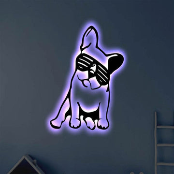 Custom Dog LED Metal Art Sign, Light Up Bulldog Metal Sign, Dog Lover Gift, Dog Wall Sign, Home Decor Sign