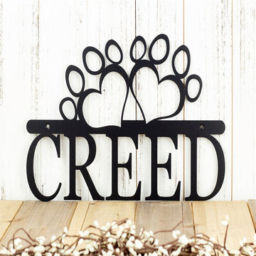 Custom Dog Name Metal Sign With Paw Prints, Anniversary Gift, Dog Wall Decor, Dog Wall Art, Home Decor Sign
