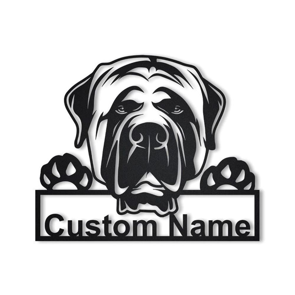 Custom English Mastiff Dog Metal Sign, Led Lights Mastiff Dog Sign, Dog Lover Gift, Dog Wall Sign, Home Decor Sign