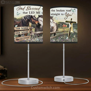 Custom Family Table Lamp - God Blessed The Broken Road That Led Me Straight To You Horse Table Lamp Prints - Christian Lamp Gift - Religious Home Decor