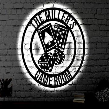 Custom Game Room LED Metal Art Sign, Light Up Casino Metal Sign, Anniversary Gift, Home Decor Sign, Outdoor Sign, Wall Hanging Art