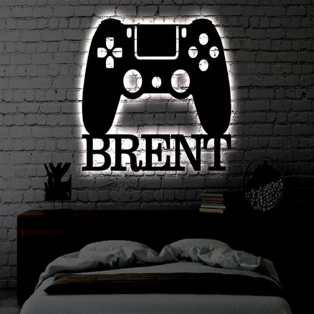 Custom Gaming Room LED Metal Art Sign, Light Up Gamer Controller Metal Sign, Anniversary Gift, Home Decor Sign, Outdoor Sign, Wall Hanging Art
