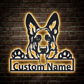 Custom German Shepherd Dog Metal Sign, Led Lights German Shepherd Metal Sign, Dog Lover Gift, Dog Wall Sign, Home Decor Sign