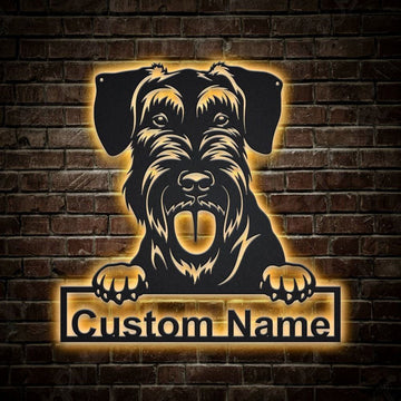 Custom Giant Schnauzer Dog Metal Sign, Led Lights Giant Schnauzer Sign, Dog Lover Gift, Dog Wall Sign, Home Decor Sign