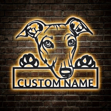 Custom Greyhound Dog Metal Sign, Led Lights Greyhound Metal Sign, Dog Lover Gift, Dog Wall Sign, Home Decor Sign