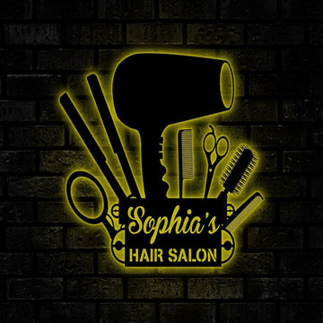 Custom Hair Salon Metal Sign, Led Hanging Metal Bar Sign, Salon Decor, Anniversary Gift, Home Decor Sign, Outdoor Sign, Wall Hanging Art