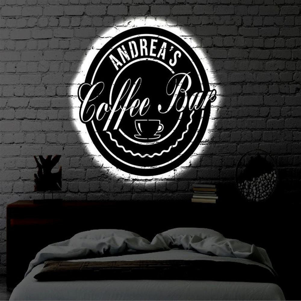 Custom LED Coffee Bar Metal Art Sign, Light Up Coffee Metal Sign, Anniversary Gift, Home Decor Sign, Outdoor Sign, Wall Hanging Art