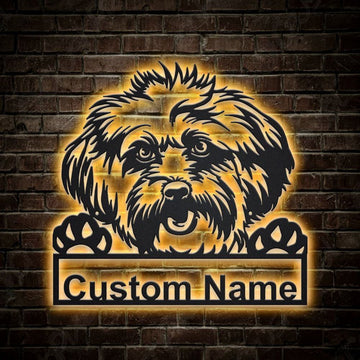Custom Lhasa Apso Dog Metal Sign, Led Lights Lhasa Apso Sign, Dog Lover Gift, Dog Wall Sign, Home Decor Sign