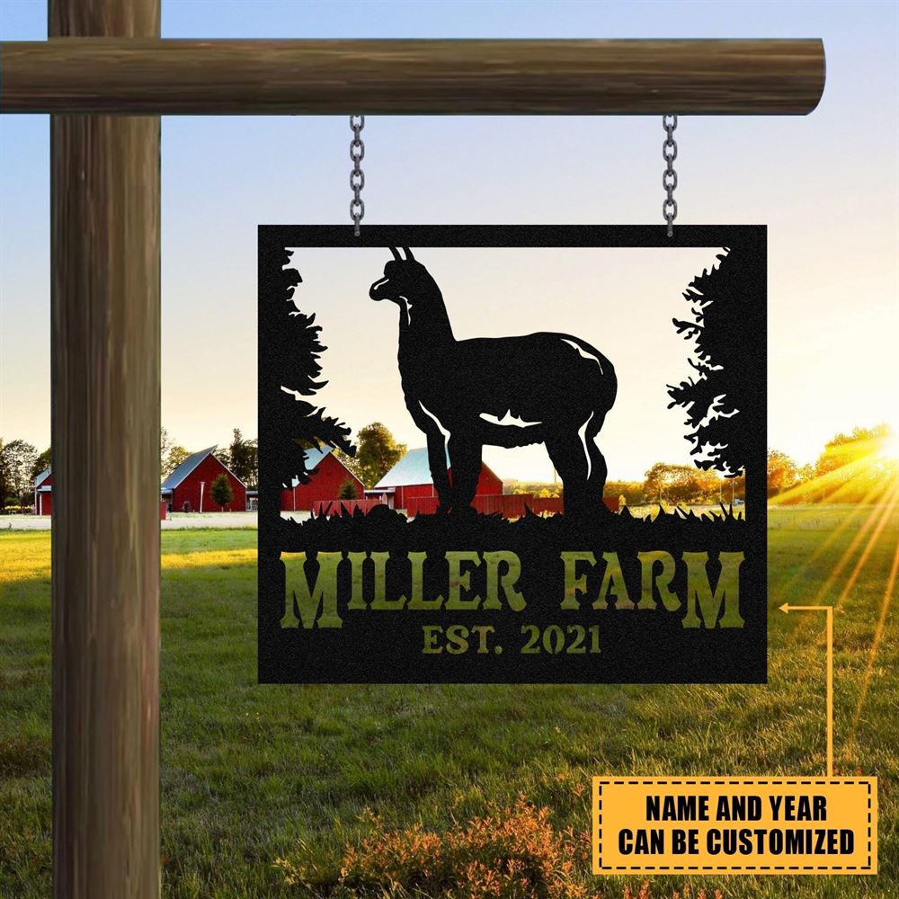 Custom Metal Farm Sign, Alpaca Metal Farm Sign Outdoor Farmhouse, Gift Ideas For Farm Woman, Outdoor Metal Sign Frames