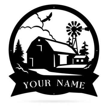 Custom Metal Farm Sign, And Windmill Sign, Gift Ideas For Farm Woman, Large Metal Outdoor Signs, Outdoor Metal Sign Frames