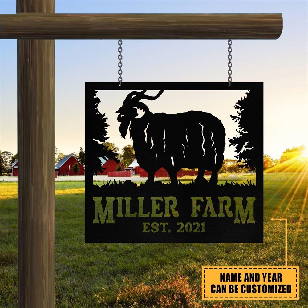 Custom Metal Farm Sign, Angora Goat Outdoor Farmhouse, Gift Ideas For Farm Woman, Large Metal Outdoor Signs, Outdoor Metal Sign Frames