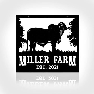Custom Metal Farm Sign, Brahman Cattle Cow Outdoor Farmhouse Ranch Front Gate Wall Decor Art, Gift Ideas For Farm Woman, Outdoor Metal Sign Frames