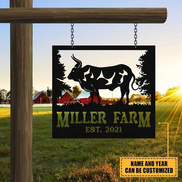Custom Metal Farm Sign, Bull Outdoor Farmhouse, Gift Ideas For Farm Woman, Large Metal Outdoor Signs, Outdoor Metal Sign Frames