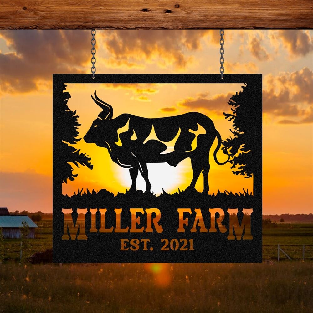 Custom Metal Farm Sign, Bull Outdoor Farmhouse, Gift Ideas For Farm Woman, Large Metal Outdoor Signs, Outdoor Metal Sign Frames