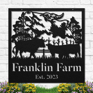 Custom Metal Farm Sign, Cow Buffalo Cattle Metal Farm Sign, Gift Ideas For Farm Woman, Large Metal Outdoor Signs, Outdoor Metal Sign Frames
