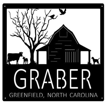 Custom Metal Farm Sign, Cow Calf Birds Flying Metal Sign, Gift Ideas For Farm Woman, Large Metal Outdoor Signs, Outdoor Metal Sign Frames