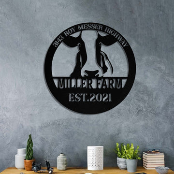 Custom Metal Farm Sign, Cow Cattle Outdoor Farmhouse Front Gate Entry Road Wall Decor Art, Gift Ideas For Farm Woman, Outdoor Metal Sign Frames