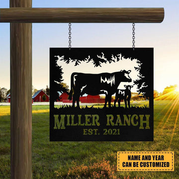 Custom Metal Farm Sign, Cow Cattle Outdoor Farmhouse Front Gate Ranch Stable Wall Decor Art, Gift Ideas For Farm Woman, Outdoor Metal Sign Frames