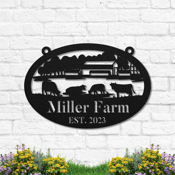 Custom Metal Farm Sign, Cow Farm Ranch Metal Sign, Gift Ideas For Farm Woman, Large Metal Outdoor Signs, Outdoor Metal Sign Frames