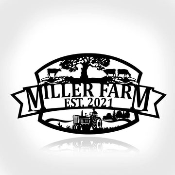 Custom Metal Farm Sign, Cow Tractor Outdoor Farmhouse Ranch Barn Front Gate Wall Decor Art, Gift Ideas For Farm Woman, Outdoor Metal Sign Frames