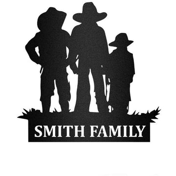 Custom Metal Farm Sign, Cowboy Or Horse Farm Family Metal Wall Art, Gift Ideas For Farm Woman, Outdoor Metal Sign Frames