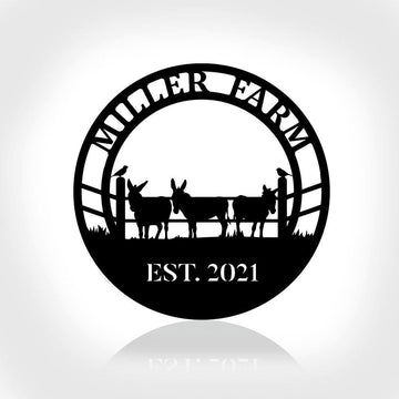 Custom Metal Farm Sign, Donkey Mule Outdoor Farmhouse Ranch Barn Front Gate Wall Decor Art, Gift Ideas For Farm Woman, Outdoor Metal Sign Frames