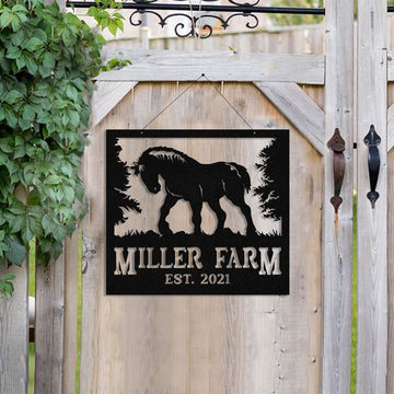 Custom Metal Farm Sign, Draft Horse Outdoor Farmhouse Ranch Barn Front Gate Wall Decor Art, Gift Ideas For Farm Woman, Outdoor Metal Sign Frames