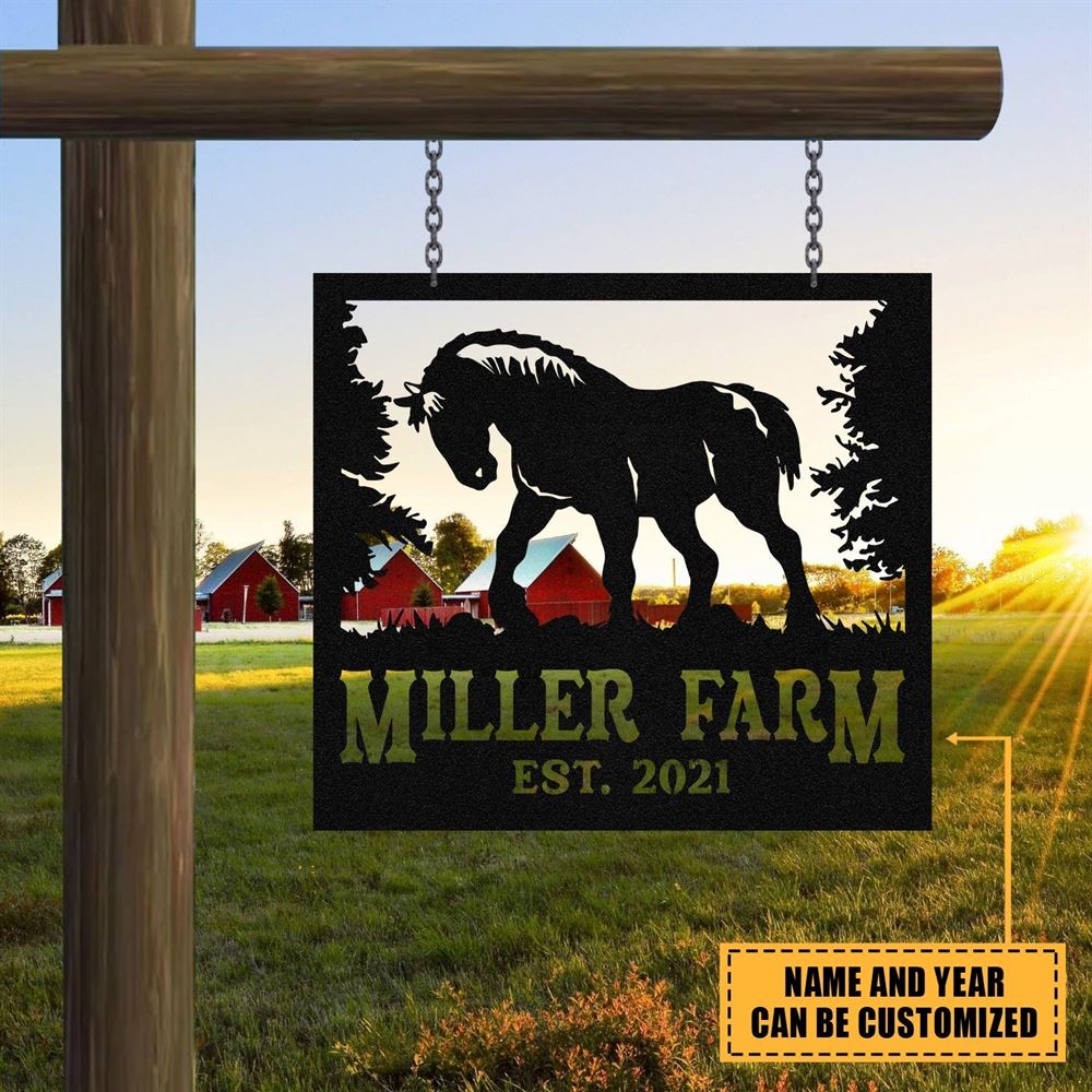 Custom Metal Farm Sign, Draft Horse Outdoor Farmhouse Ranch Barn Front Gate Wall Decor Art, Gift Ideas For Farm Woman, Outdoor Metal Sign Frames