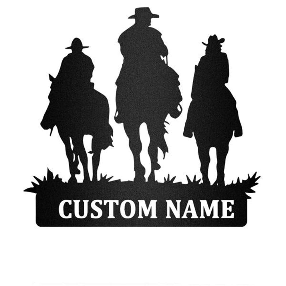 Custom Metal Farm Sign, Father And Kids Riding Horse Metal Wall Art, Gift Ideas For Farm Woman, Outdoor Metal Sign Frames