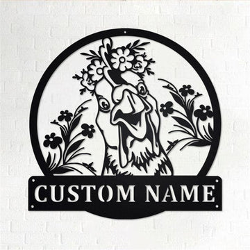 Custom Metal Farm Sign, Floral Chicken Metal Wall Art, Gift Ideas For Farm Woman, Large Metal Outdoor Signs, Outdoor Metal Sign Frames