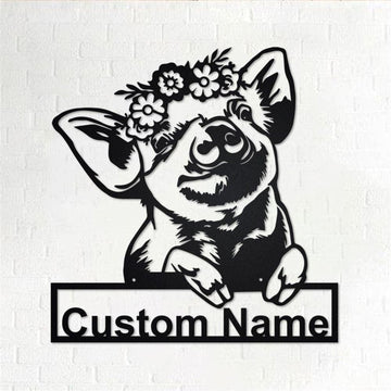 Custom Metal Farm Sign, Floral Piggy Farm Metal Sign, Gift Ideas For Farm Woman, Large Metal Outdoor Signs, Outdoor Metal Sign Frames