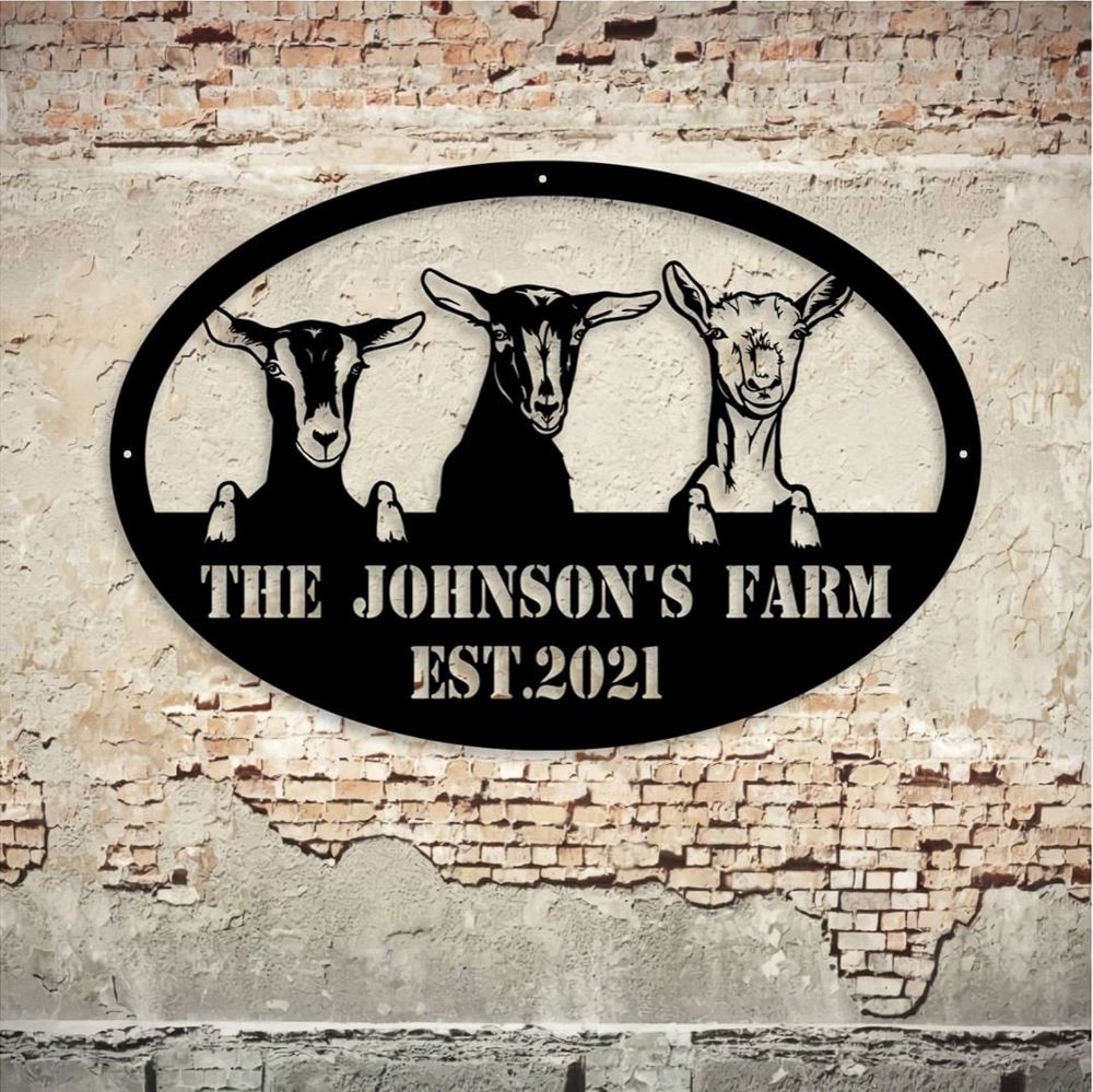 Custom Metal Farm Sign, Goat Farm Metal Sign, Gift Ideas For Farm Woman, Large Metal Outdoor Signs, Outdoor Metal Sign Frames