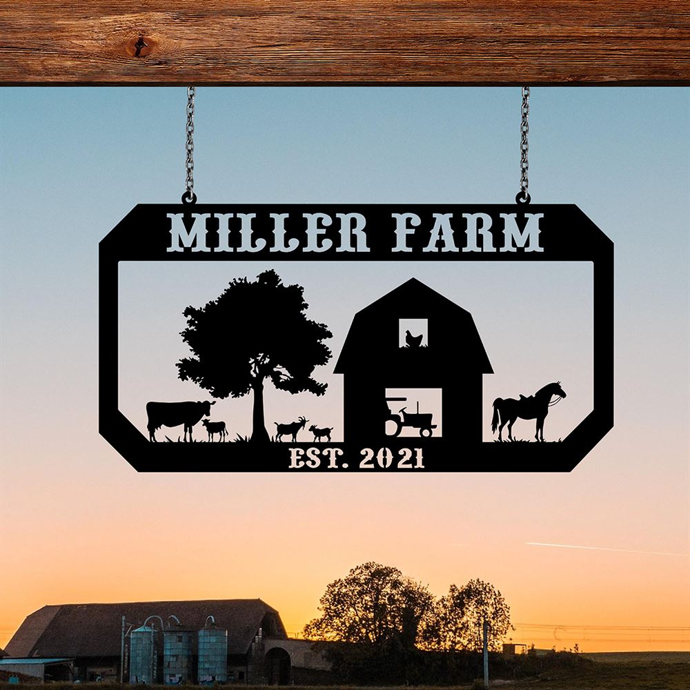 Custom Metal Farm Sign, Horse Cow Goat Chicken Outdoor Farmhouse Ranch Barn Wall Decor Art, Gift Ideas For Farm Woman, Outdoor Metal Sign Frames