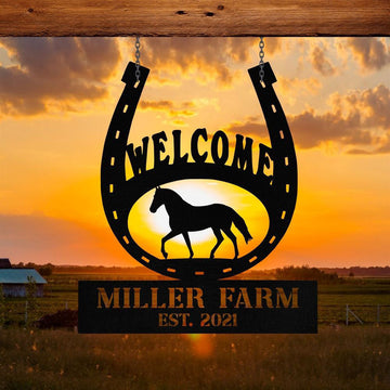 Custom Metal Farm Sign, Metal Horse Hoof Shoes Sign, Gift Ideas For Farm Woman, Large Metal Outdoor Signs, Outdoor Metal Sign Frames