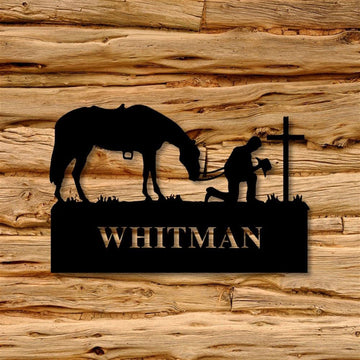 Custom Metal Farm Sign, Metal Praying Cowboy Sign, Gift Ideas For Farm Woman, Large Metal Outdoor Signs, Outdoor Metal Sign Frames