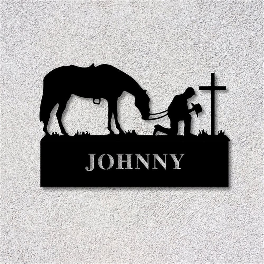 Custom Metal Farm Sign, Metal Praying Cowboy Sign, Gift Ideas For Farm Woman, Large Metal Outdoor Signs, Outdoor Metal Sign Frames