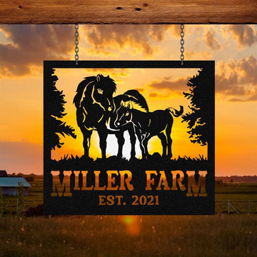 Custom Metal Farm Sign, Miniature Horse Outdoor Farmhouse Ranch Stable Barn Wall Decor Art, Gift Ideas For Farm Woman, Outdoor Metal Sign Frames