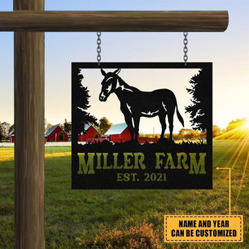 Custom Metal Farm Sign, Mule Outdoor Farmhouse Front Gate Ranch Stable Wall Decor Art, Gift Ideas For Farm Woman, Outdoor Metal Sign Frames