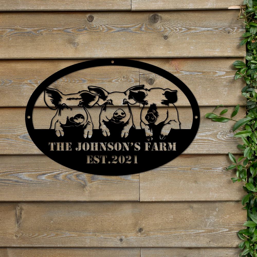 Custom Metal Farm Sign, Pig Farm Metal Sign, Gift Ideas For Farm Woman, Large Metal Outdoor Signs, Outdoor Metal Sign Frames